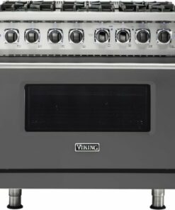 Viking - Professional 5 Series 5.6 Cu. Ft. Freestanding Dual Fuel LP Gas True Convection Range with Self-Cleaning - Damascus gray 0