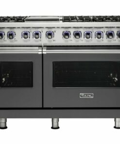 Viking - Professional 7 Series Freestanding Double Oven Dual Fuel Convection Range with Self-Cleaning - Damascus gray 0