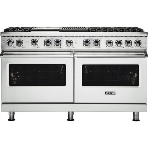 Viking - Professional 5 Series Freestanding Double Oven Dual Fuel True Convection Range with Self-Cleaning - Frost white 2