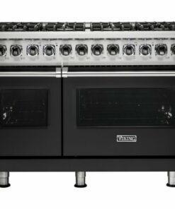 Viking - Professional 5 Series Freestanding Double Oven Dual Fuel True Convection Range with Self-Cleaning - Cast black 1