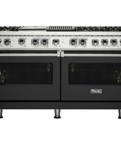 Viking - Professional 5 Series Freestanding Double Oven Dual Fuel True Convection Range with Self-Cleaning - Cast black 2