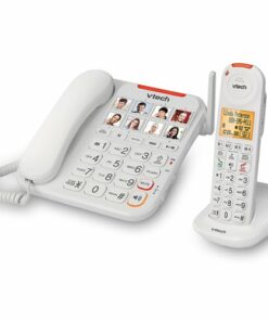 VTech - Amplified Corded/Cordless Answering System with Big Buttons Display - White