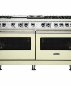 Viking - Professional 5 Series Freestanding Double Oven Dual Fuel Convection Range with Self-Cleaning - Vanilla Cream 0