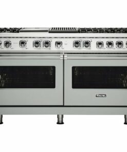 Viking - Professional 5 Series Freestanding Double Oven Dual Fuel Convection Range with Self-Cleaning - Arctic gray 0