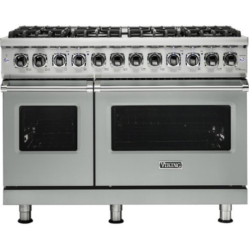 Viking - Professional 5 Series Freestanding Double Oven Dual Fuel Convection Range with Self-Cleaning - Arctic gray 1
