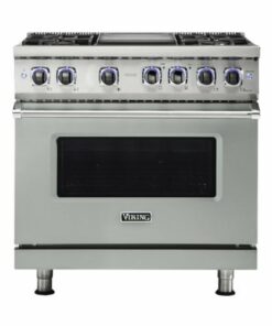 Viking - Professional 7 Series 5.6 Cu. Ft. Freestanding Dual Fuel True Convection Range with Self-Cleaning - Arctic gray 1