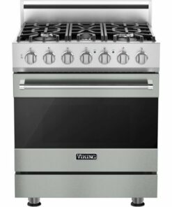 Viking - 3 Series 4.7 Cu. Ft. Freestanding Dual Fuel True Convection Range with Self-Cleaning - Arctic gray