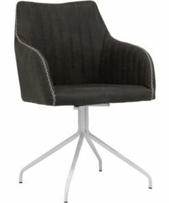 Calico Designs - Faux Suede Accent Chair - Dark Gray/White Stichting