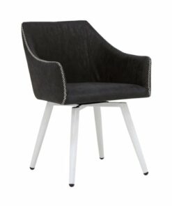 Calico Designs - Faux Leather Accent Chair - White Stichting/Patterned Dark Gray