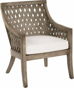OSP Designs - Plantation Tuscan Wood and Fabric Lounge Chair with Cushion - Gray