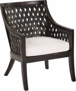 OSP Designs - Plantation Tuscan Wood and Fabric Lounge Chair with Cushion - Antique Black