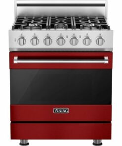 Viking - 3 Series 4.7 Cu. Ft. Freestanding Dual Fuel True Convection Range with Self-Cleaning - Reduction Red