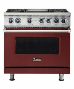 Viking - Professional 7 Series 5.6 Cu. Ft. Freestanding Dual Fuel LP Gas True Convection Range with Self-Cleaning - Reduction red