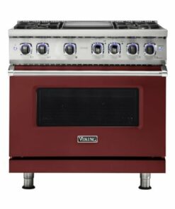Viking - Professional 7 Series 5.6 Cu. Ft. Freestanding Dual Fuel True Convection Range with Self-Cleaning - Reduction red