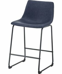 Walker Edison - Industrial Faux Leather Counter Stool (Set of 2) - Blue