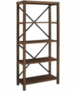 Walker Edison - Farmhouse 4-Shelf Bookcase - Dark Walnut