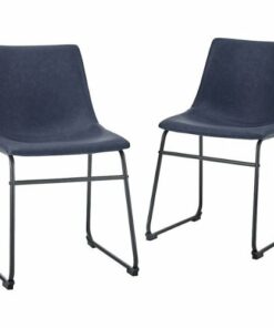 Walker Edison - Industrial Faux Leather Dining Chairs (Set of 2) - Blue