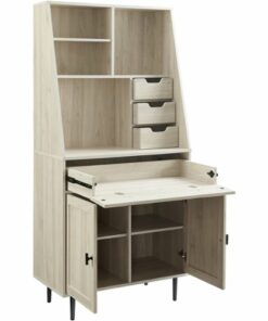 Walker Edison - 4 Drawer Cabinet Storage Computer Desk with Hutch - Birch