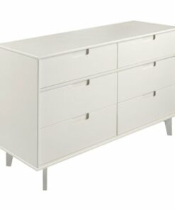 Walker Edison - Mid Century Modern Solid Wood 6-Drawer Dresser - White