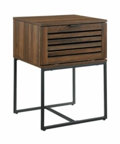 Walker Edison - Modern Slat Door Side Table - Dark Walnut