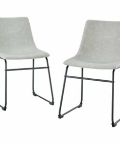 Walker Edison - Industrial Faux Leather Dining Chairs (Set of 2) - Gray