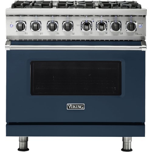 Viking - Professional 5 Series 5.6 Cu. Ft. Freestanding Dual Fuel LP Gas True Convection Range with Self-Cleaning - Slate Blue 0