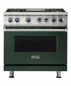 Viking - Professional 7 Series 5.6 Cu. Ft. Freestanding Dual Fuel True Convection Range with Self-Cleaning - Blackforest green 0