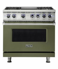 Viking - Professional 7 Series 5.6 Cu. Ft. Freestanding Dual Fuel True Convection Range with Self-Cleaning - Cypress green 1