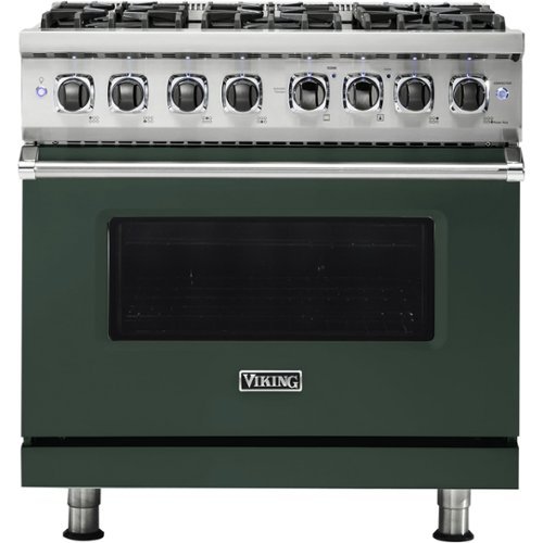 Viking - Professional 5 Series 5.6 Cu. Ft. Freestanding Dual Fuel True Convection Range with Self-Cleaning - Blackforest green 1