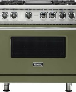 Viking - Professional 5 Series 5.6 Cu. Ft. Freestanding Dual Fuel True Convection Range with Self-Cleaning - Cypress green 1