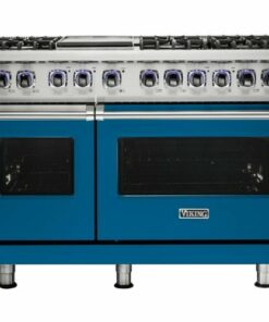 Viking - Professional 7 Series Freestanding Double Oven Dual Fuel Convection Range with Self-Cleaning - Alluvial blue 0
