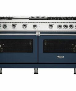 Viking - Professional 5 Series 8 Cu. Ft. Freestanding Double Oven LP Gas Convection Range - Slate Blue