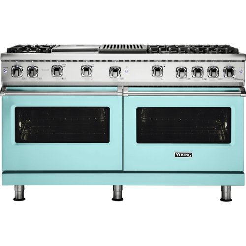 Viking - Professional 5 Series 8 Cu. Ft. Freestanding Double Oven LP Gas Convection Range - Bywater Blue