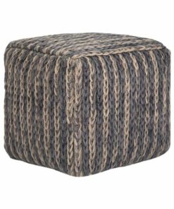 Simpli Home - Mullins Square Contemporary Polystyrene/Cotton Pouf - Blue/Natural