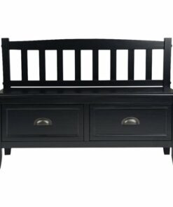 Simpli Home - Burlington SOLID WOOD 42 inch Wide Transitional Entryway Storage Bench with Drawers in - Black