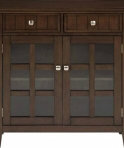 Simpli Home - Acadian SOLID WOOD 36 inch Wide Transitional Entryway Storage Cabinet in - Natural Aged Brown