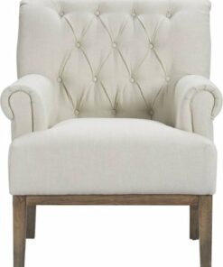 Finch - Westport Vintage Polyester & Polyester Blend Fabric Accent Chair - Ivory Linen