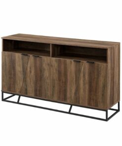 Walker Edison - Contemporary Angled-Door 2-Shelf Sideboard - Rustic Oak