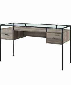 Walker Edison - Modern Glass Top 2-Drawer Computer Desk - Gray Wash