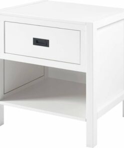 Walker Edison - Classic Rectangular Solid Wood 1-Drawer Nightstand - White