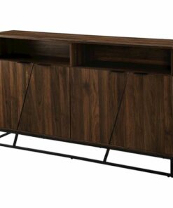 Walker Edison - Contemporary Angled-Door 2-Shelf Sideboard - Dark Walnut
