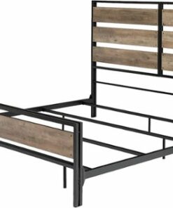 Walker Edison - Industrial 79" King-Size Slat Bed Frame - Gray Wash