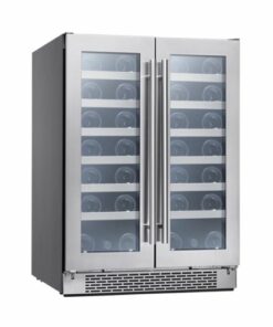Zephyr - Presrv 24 in. 42-Bottle Dual Zone French Door Wine Cooler - Stainless Steel/Glass
