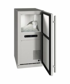 U-Line - 90-lb Outdoor Nugget Ice Machine with Reversible Hinge with Pump - Stainless steel