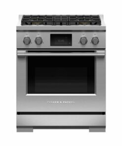 Fisher & Paykel - Professional 4 Cu. Ft. Freestanding Dual Fuel True Convection Range with Self-Cleaning - Stainless Steel/Black Glass 0