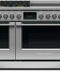 Fisher & Paykel - Professional 6.9 Cu. Ft. Freestanding Double Oven Dual Fuel True Convection Range with Self-Cleaning - Stainless Steel/Black Glass 2