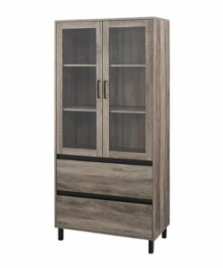 Walker Edison - 2-Drawer Storage Armoire Bookcase Cabinet - Gray Wash