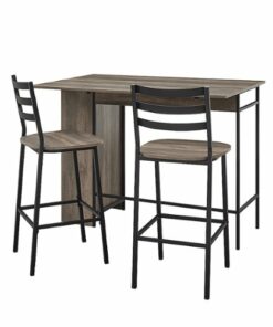 Walker Edison - Rectangular Drop Leaf MDF Counter Table (Set of 3) - Gray Wash
