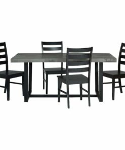 Walker Edison - Rectangular Farmhouse Dining Table (Set of 5) - Gray/Black