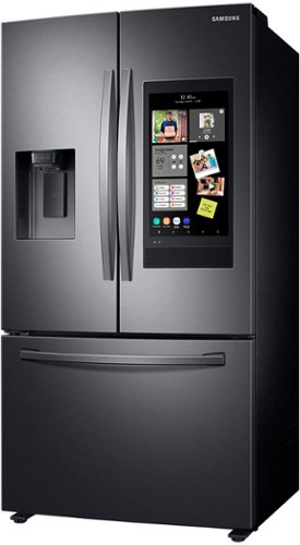 Samsung - 26.5 cu. ft. Large Capacity 3-Door French Door Refrigerator with Family Hub and External Water & Ice Dispenser - Black Stainless Steel